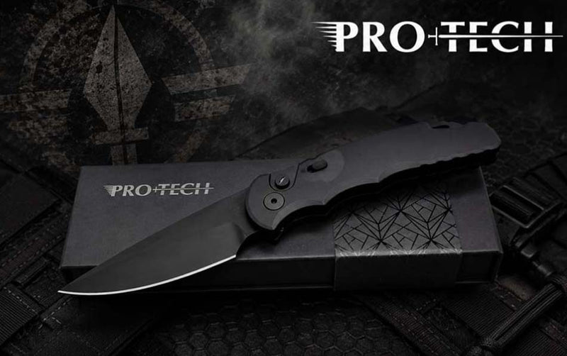 Load image into Gallery viewer, Protech T503-Operator Automatic Sterile Black Handle with Safety Steel Glass Breaker DLC S35VN Blade Tritium Push Button Knife BLADE SHOW 2026

