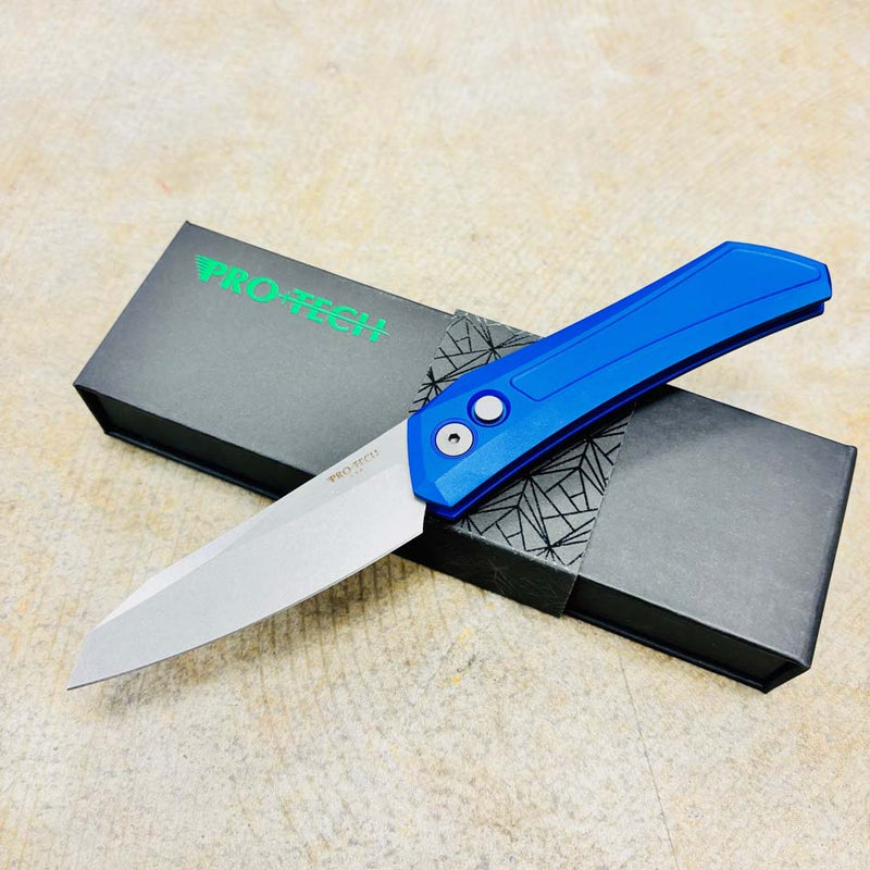 Load image into Gallery viewer, Protech DS101-BLUE Oligarch Dmitry Sinkevick Design Solid Blue Aluminum Handles, Stonewash Magnacut Blade Knife

