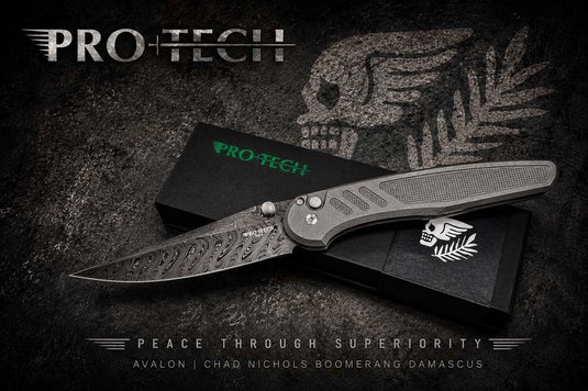 Protech 2026 Avalon Custom 005, Peace Neighbor Avalon Knurled 17-4 Steel Handle, Chad Nichols 
