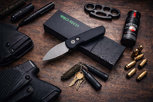 Protech Runt 5 R5301 Smooth Black Handle 1.9
