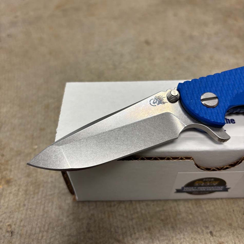 Load image into Gallery viewer, Rick Hinderer XM-18 3.25" Spanto Tri-Way Stonewash Blue, Blue G10 Knife
