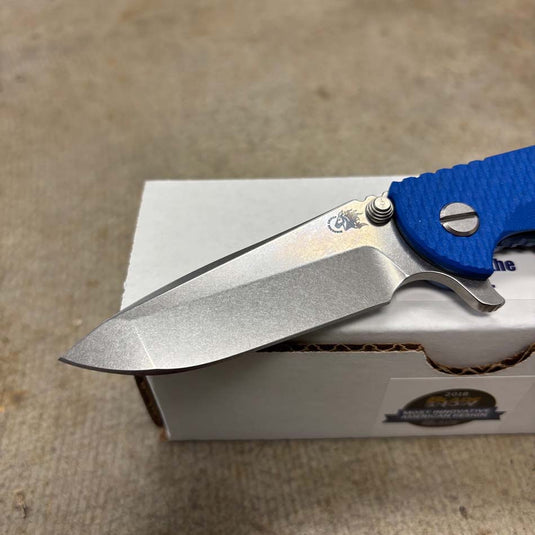 Rick Hinderer XM-18 3.25" Spanto Tri-Way Stonewash Blue, Blue G10 Knife