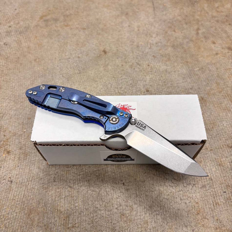 Load image into Gallery viewer, Rick Hinderer XM-18 3.25" Spanto Tri-Way Stonewash Blue, Blue G10 Knife
