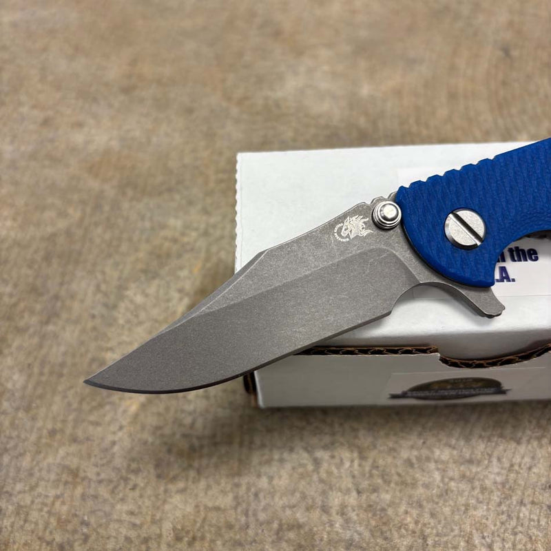 Load image into Gallery viewer, Rick Hinderer XM-18 3.0" Bowie 20CV, Tri-Way, Working Finish, Blue G10 Knife

