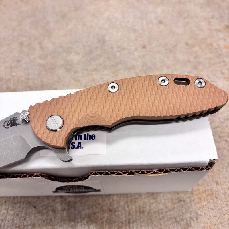Load image into Gallery viewer, Rick Hinderer XM-18 3.25" Spanto Tri-Way, Working Finish Blade, Battle Bronze, Coyote G10 Knife
