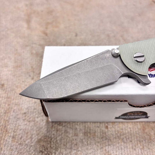 Rick Hinderer XM-18 3.25" Spanto Tri-Way Working Finish Translucent Green G10 Knife