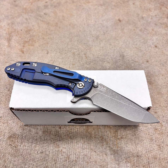 Rick Hinderer XM-18 3.25" Spanto Tri-Way Battle Blue, Blue G10 Knife