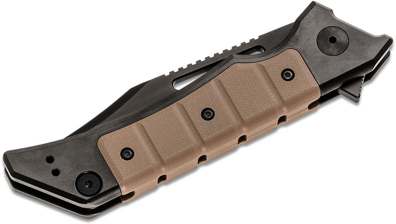 Load image into Gallery viewer, Zero Tolerance 0223 Tim Galyean Flipper Knife 3.5" CPM-20CV Black DLC Blade, Black Titanium/Earth Brown G10 Handles
