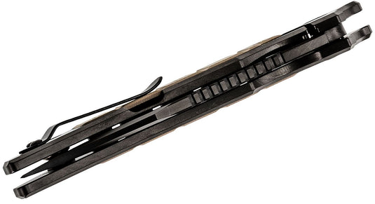 Zero Tolerance 0223 Tim Galyean Flipper Knife 3.5" CPM-20CV Black DLC Blade, Black Titanium/Earth Brown G10 Handles