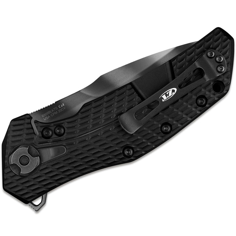 Load image into Gallery viewer, Zero Tolerance 0308BLKTS Flipper Knife 3.75" CPM-20CV Tigerstripe Blade, Black G10 and Titanium Handles
