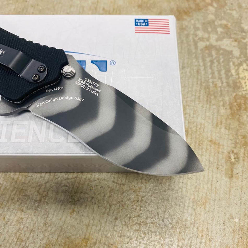 Load image into Gallery viewer, Zero Tolerance Model 0350TS Assisted Flipper Knife 3.25" S30V Tiger Stripe Plain Blade, Black G10 Handles
