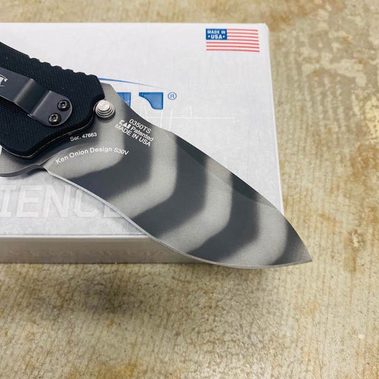 Zero Tolerance Model 0350TS Assisted Flipper Knife 3.25" S30V Tiger Stripe Plain Blade, Black G10 Handles
