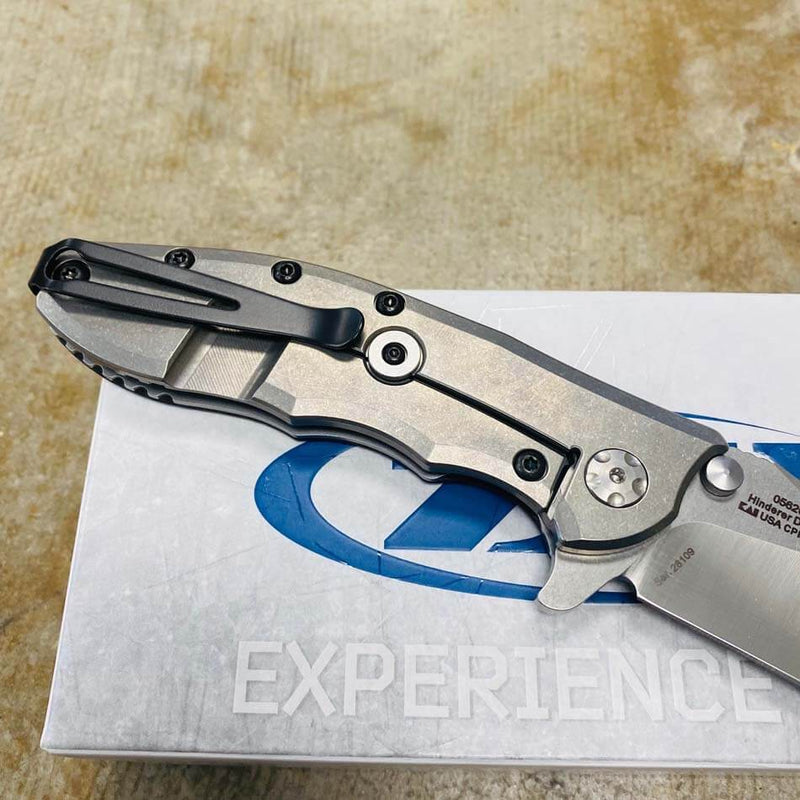 Load image into Gallery viewer, Zero Tolerance Hinderer 0562CF Flipper 3.5" CPM-20CV Satin/Stonewashed Plain Blade, Carbon Fiber with Titanium Back Handle
