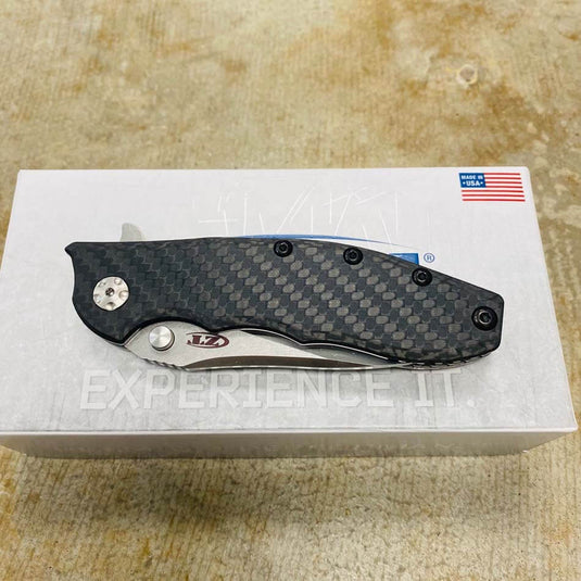 Zero Tolerance Hinderer 0562CF Flipper 3.5" CPM-20CV Satin/Stonewashed Plain Blade, Carbon Fiber with Titanium Back Handle