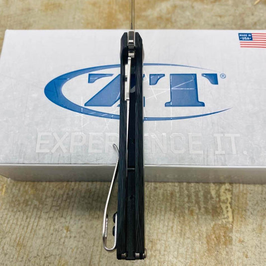 Zero Tolerance 0990 Flipper Knife 3.25" CPM-20CV Stonewashed Drop Point Blade, Carbon Fiber Handles with Steel Overlay