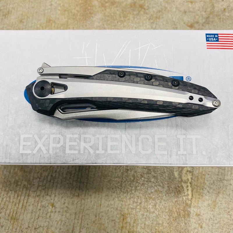 Load image into Gallery viewer, Zero Tolerance 0990 Flipper Knife 3.25" CPM-20CV Stonewashed Drop Point Blade, Carbon Fiber Handles with Steel Overlay
