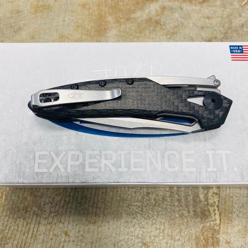 Load image into Gallery viewer, Zero Tolerance 0990 Flipper Knife 3.25" CPM-20CV Stonewashed Drop Point Blade, Carbon Fiber Handles with Steel Overlay
