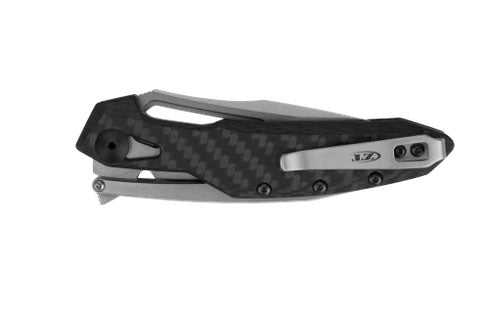 Load image into Gallery viewer, Zero Tolerance 0990 Flipper Knife 3.25" CPM-20CV Stonewashed Drop Point Blade, Carbon Fiber Handles with Steel Overlay
