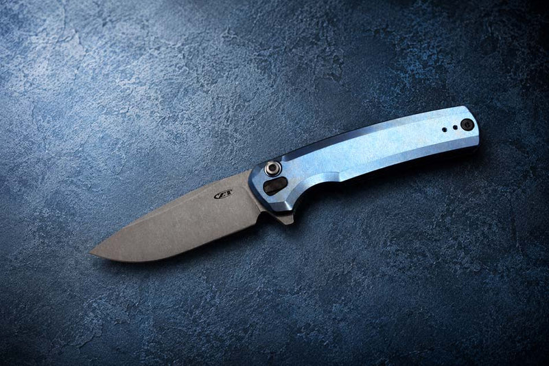 Load image into Gallery viewer, Zero Tolerance 0044BLU Stonewash S90V 3.2" Blade, Blue Titanium Knife

