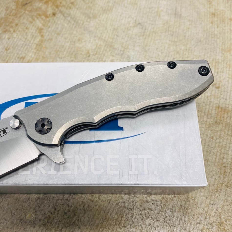 Load image into Gallery viewer, Zero Tolerance 0562TI Hinderer Flipper Knife 3.5" CPM-20CV Satin/Stonewashed Plain Blade, Titanium Handles
