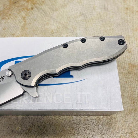 Zero Tolerance 0562TI Hinderer Flipper Knife 3.5" CPM-20CV Satin/Stonewashed Plain Blade, Titanium Handles