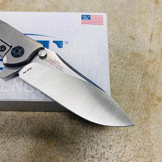 Zero Tolerance 0562TI Hinderer Flipper Knife 3.5" CPM-20CV Satin/Stonewashed Plain Blade, Titanium Handles