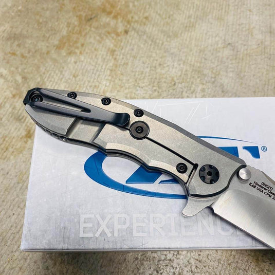 Zero Tolerance 0562TI Hinderer Flipper Knife 3.5" CPM-20CV Satin/Stonewashed Plain Blade, Titanium Handles