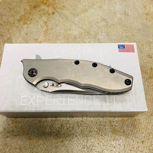 Zero Tolerance 0562TI Hinderer Flipper Knife 3.5" CPM-20CV Satin/Stonewashed Plain Blade, Titanium Handles