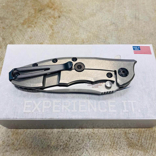Zero Tolerance 0562TI Hinderer Flipper Knife 3.5" CPM-20CV Satin/Stonewashed Plain Blade, Titanium Handles