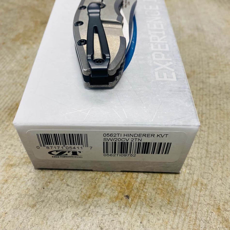 Load image into Gallery viewer, Zero Tolerance 0562TI Hinderer Flipper Knife 3.5" CPM-20CV Satin/Stonewashed Plain Blade, Titanium Handles
