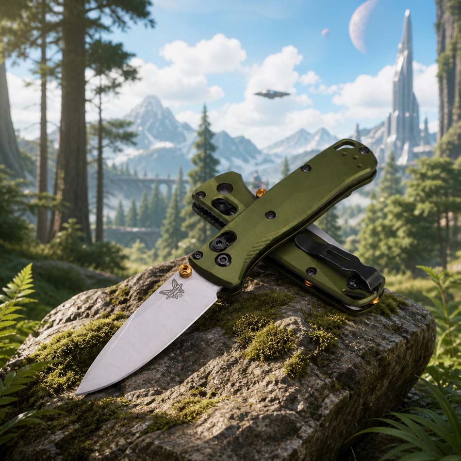 Benchmade 533SL-10 MINI Bugout AXIS Folding Knife 2.82" CPM-S90V Woodland Green Handles  - 533SL-10