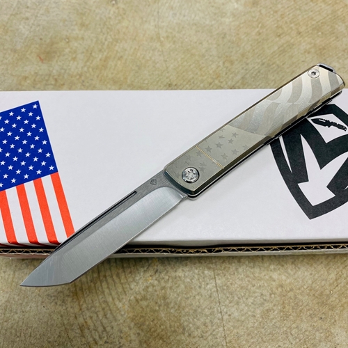 Medford Gentleman Jack GJ-2 Ti 3.1" S45VN TANTO Slip Joint GHOSTED AMERICAN FLAG Handle Knife with Pocket Clip - MKT GJ-2 Ghosted Flag Knife