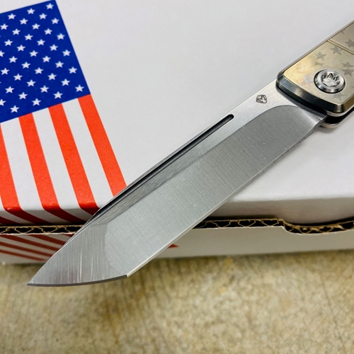 Medford Gentleman Jack GJ-2 Ti 3.1" S45VN TANTO Slip Joint GHOSTED AMERICAN FLAG Handle Knife with Pocket Clip - MKT GJ-2 Ghosted Flag Knife