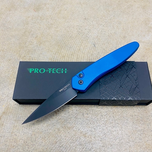 PROTECH 3407-BLUE Newport 3" Black Blade Dark Blue Handle Auto Knife - 3407-BLUE