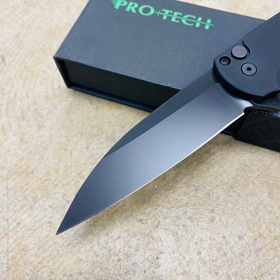 Protech 5303 Malibu Magnacut Wharncliffe 3.3" DLC Blade, Black Handle with all Black Hardware Knife - 5303