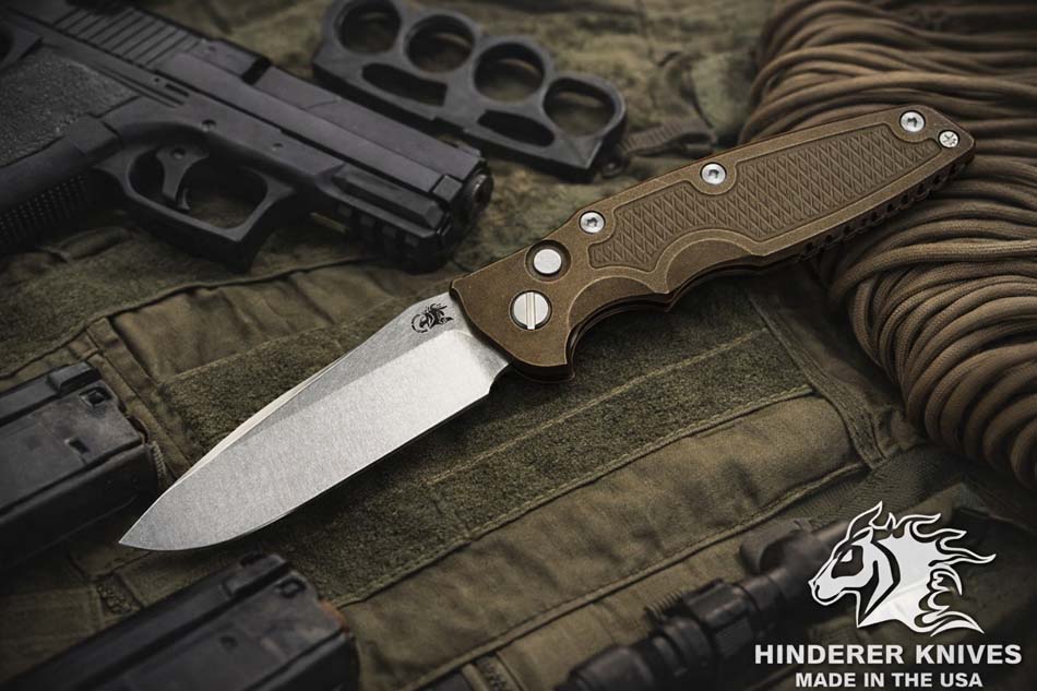 Rick Hinderer Eklipse 3.5" S45VN Spearpoint AUTOMATIC Battle Bronze Stonewash Blade Knife Rick Hinderer Eklipse 3.5" S45VN Spearpoint AUTOMATIC Battle Bronze Stonewash Blade Knife