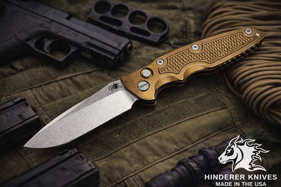 Rick Hinderer Eklipse 3.5" S45VN Spearpoint AUTOMATIC Stonewash Bronze knife Rick Hinderer Eklipse 3.5" S45VN Spearpoint AUTOMATIC Stonewash Bronze knife