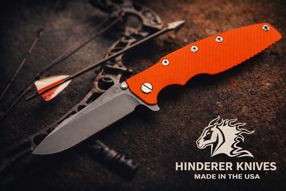 Rick Hinderer Eklipse 3.5" S45VN Spearpoint Tri-Way Stonewash Bronze, Orange G10 Knife - RH Eklipse 3.5" Spearpt SWB Oraange