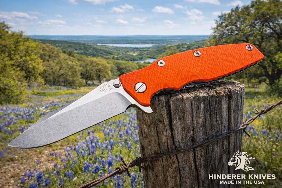 Rick Hinderer Eklipse 3.5" S45VN Spearpoint Tri-Way Stonewash Orange G10 Knife Rick Hinderer Eklipse 3.5" S45VN Spearpoint Tri-Way Stonewash Orange G10 Knife