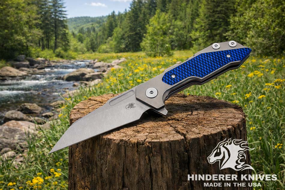 Rick Hinderer Fulltrack S45VN 3.75" Wharncliffe, Tri-Way, Working Finish, Blue/Black G10 Knife Rick Hinderer Fulltrack S45VN 3.75" Wharncliffe, Tri-Way, Working Finish, Blue/Black G10 Knife