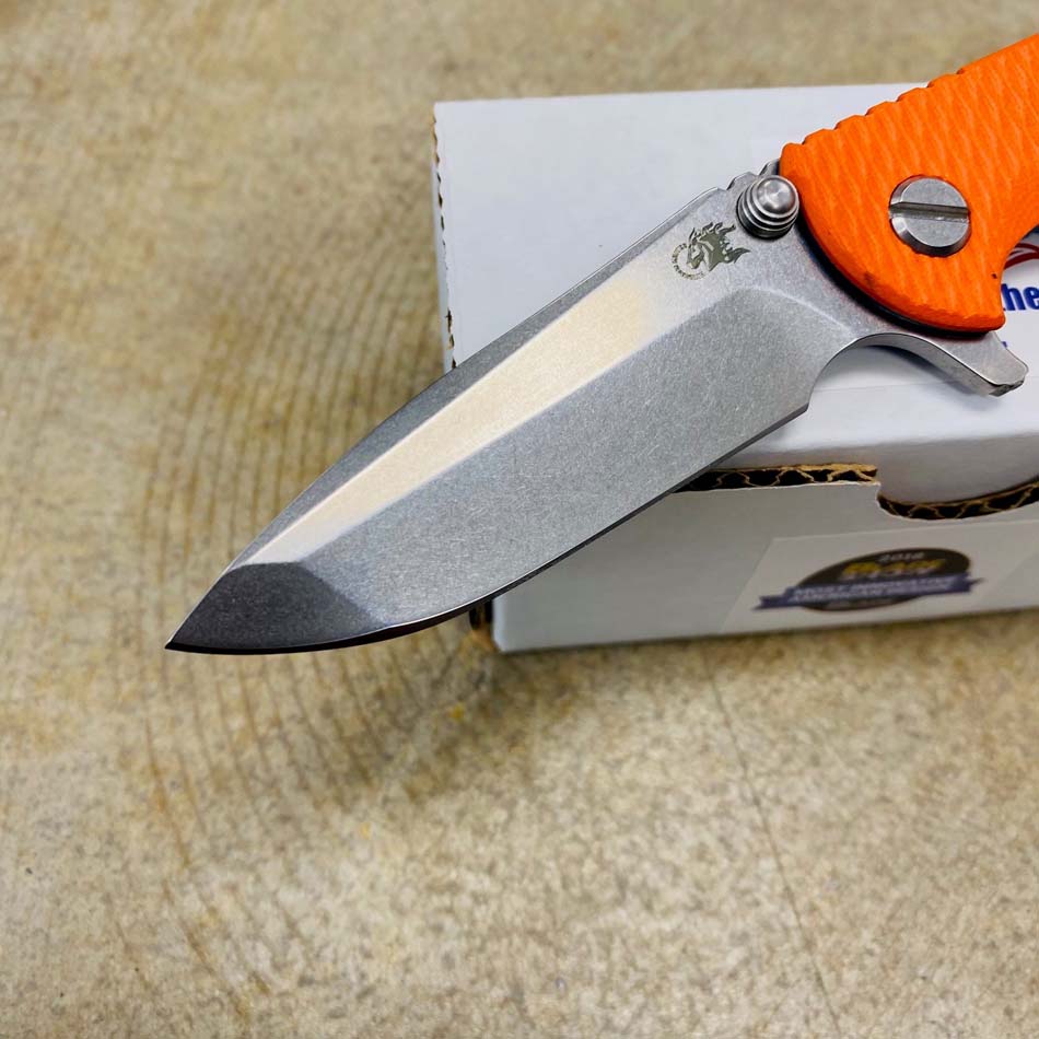 Rick Hinderer XM-18 3.0" Spanto, Tri-Way, STONEWASH BLUE, Orange G10 Folding Knife - RH XM-18 3.0" Spanto SW Blue Orange