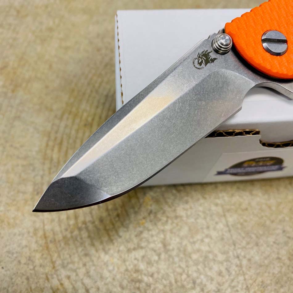 Rick Hinderer XM-18 3.0" Spanto, Tri-Way, STONEWASH BRONZE, Orange G10 Folding Knife - RH XM-18 3.0" Spanto SWB Orange