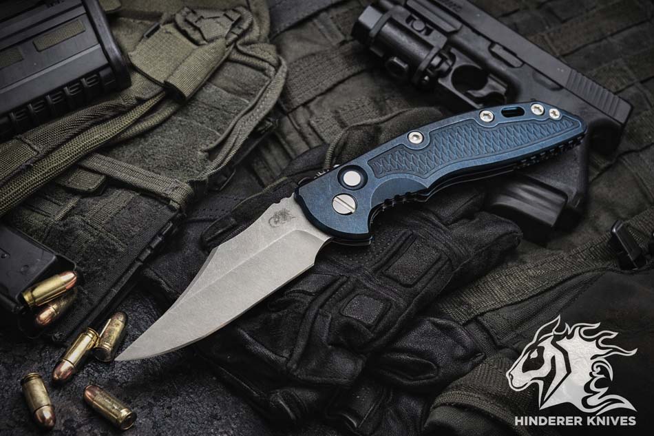 Rick Hinderer XM-18 3.5" AUTO CPM-S45VN Bowie Knife Battle Blue Knife Rick Hinderer XM-18 3.5" AUTO CPM-S45VN Bowie Knife Battle Blue Knife