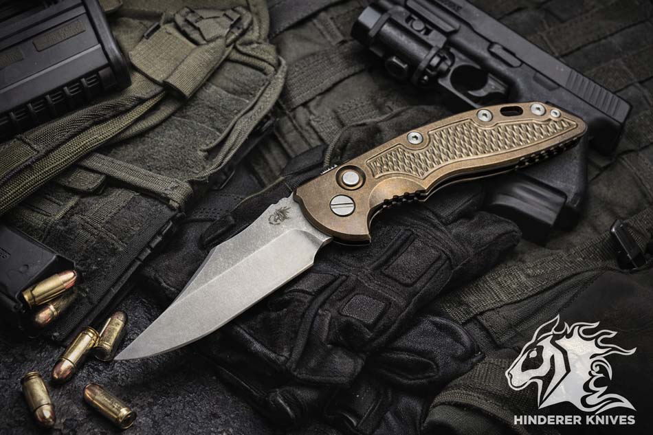 Rick Hinderer XM-18 3.5" AUTO CPM-S45VN Bowie Knife Stonewash Bronze Knife Rick Hinderer XM-18 3.5" AUTO Bowie Knife Stonewash Bronze Knife