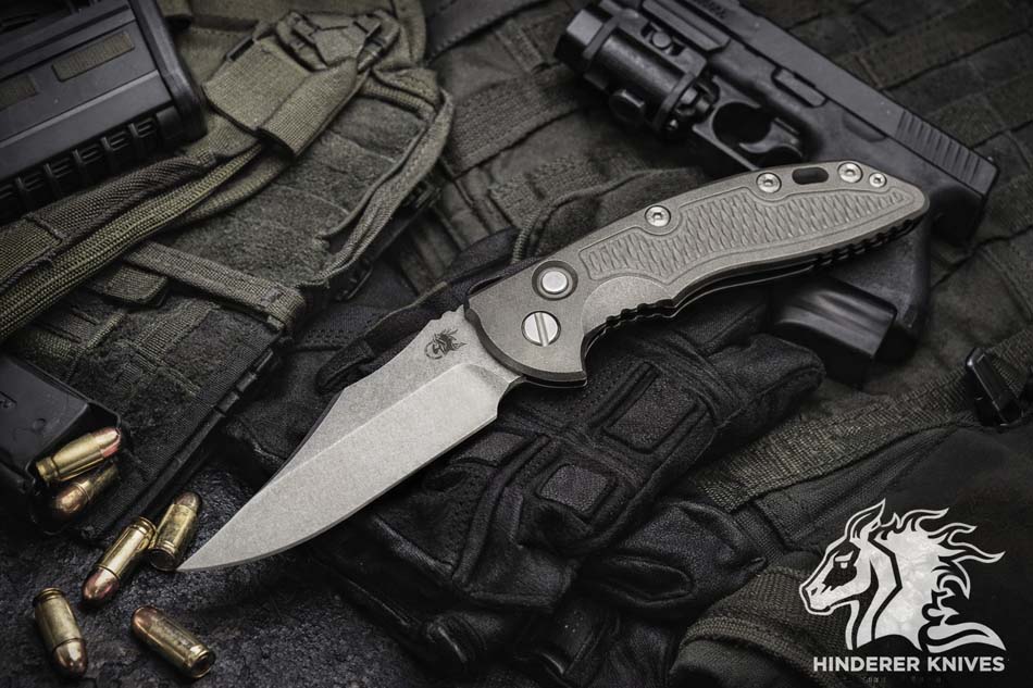 Rick Hinderer XM-18 3.5" AUTO CPM-S45VN Bowie Knife Working Finish, Stonewash Knife Rick Hinderer XM-18 3.5" AUTO CPM-S45VN Bowie Knife Working Finish, Stonewash Knife