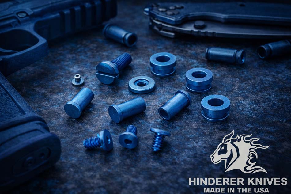 Rick Hinderer XM-18 3.5" Complete Hardware Kit - Battle Blue Anodized Titanium Hinderer XM-18 3.5" Complete Hardware Kit - Battle Blue Anodized Titanium