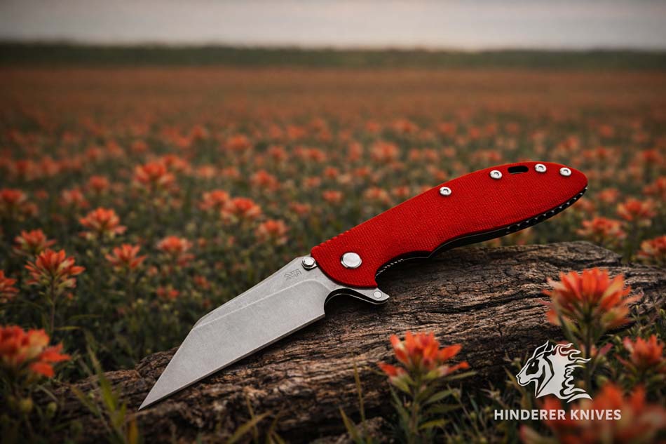 Rick Hinderer XM-24 4" S45VN SKINNY Wharncliffe, Tri-Way, Battle Blue, Red G10 Folding Knife Rick Hinderer XM-24 4" S45VN SKINNY Wharncliffe, Tri-Way, Battle Blue, Red G10 Folding Knife