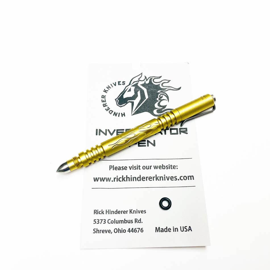 Rick Hinderer Investigator Pen-Flames-Brass-Satin - P5801F0500