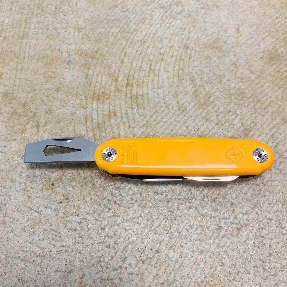 American Service Knife Jefferson Grabber Orange Utility Tool with Drop Point Knife, Bottle Opener, and Chisel - ASK Jefferson