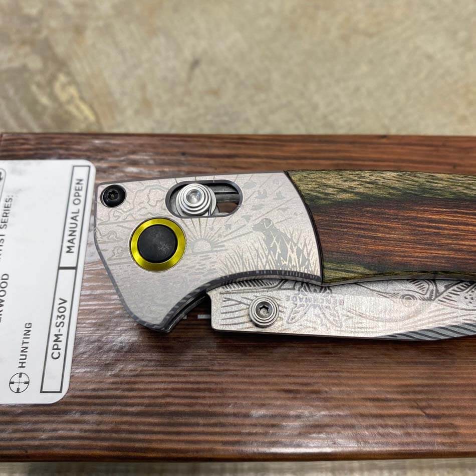 Benchmade 15085-2203 MALLARD DUCK Mini Crooked River Folding Knife 3.4" Casey Underwood Artist Series LIMITED EDITION MALLARD DUCK - 15085-2203